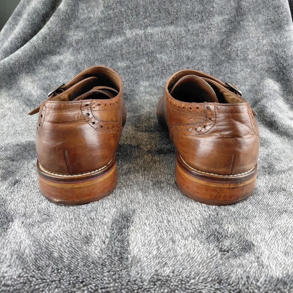 Johnston & Murphy Mens Brown Leather Double Monk Strap Brogue Shoes 11.5M‎